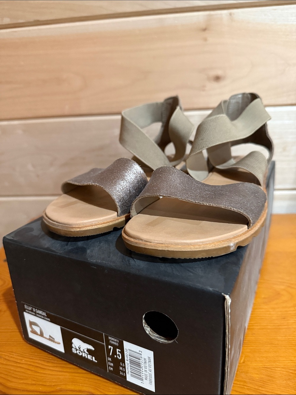 Sorel Women's Shimmery Taupe Elastic Strap Sandals